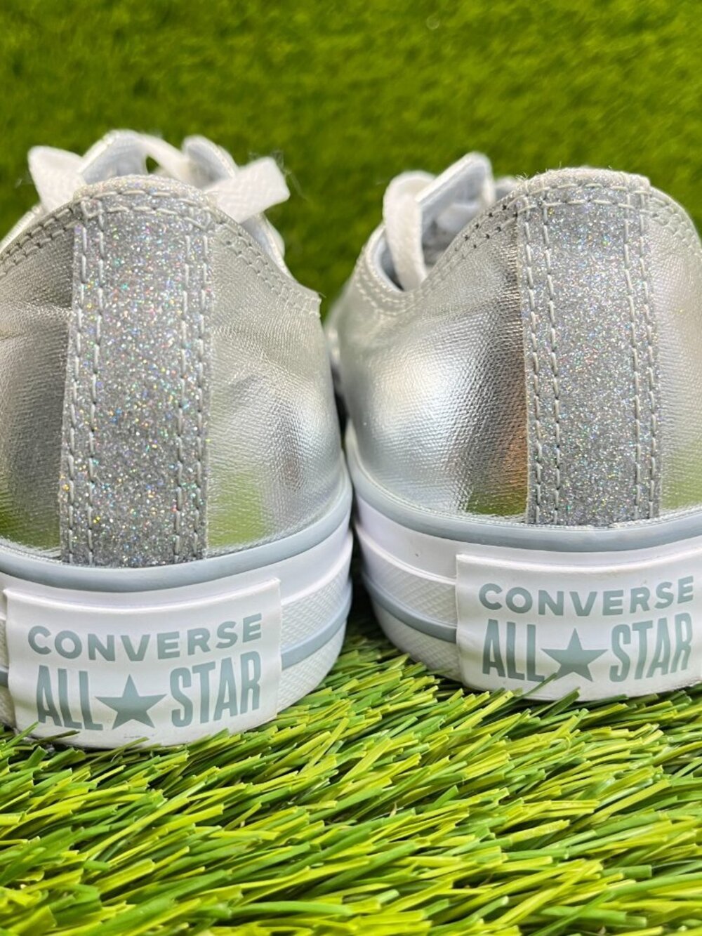 Converse Chuck Taylor All Star Ox Womens Size 9 Silver Athletic Shoes Sneakers - Picture 6 of 10